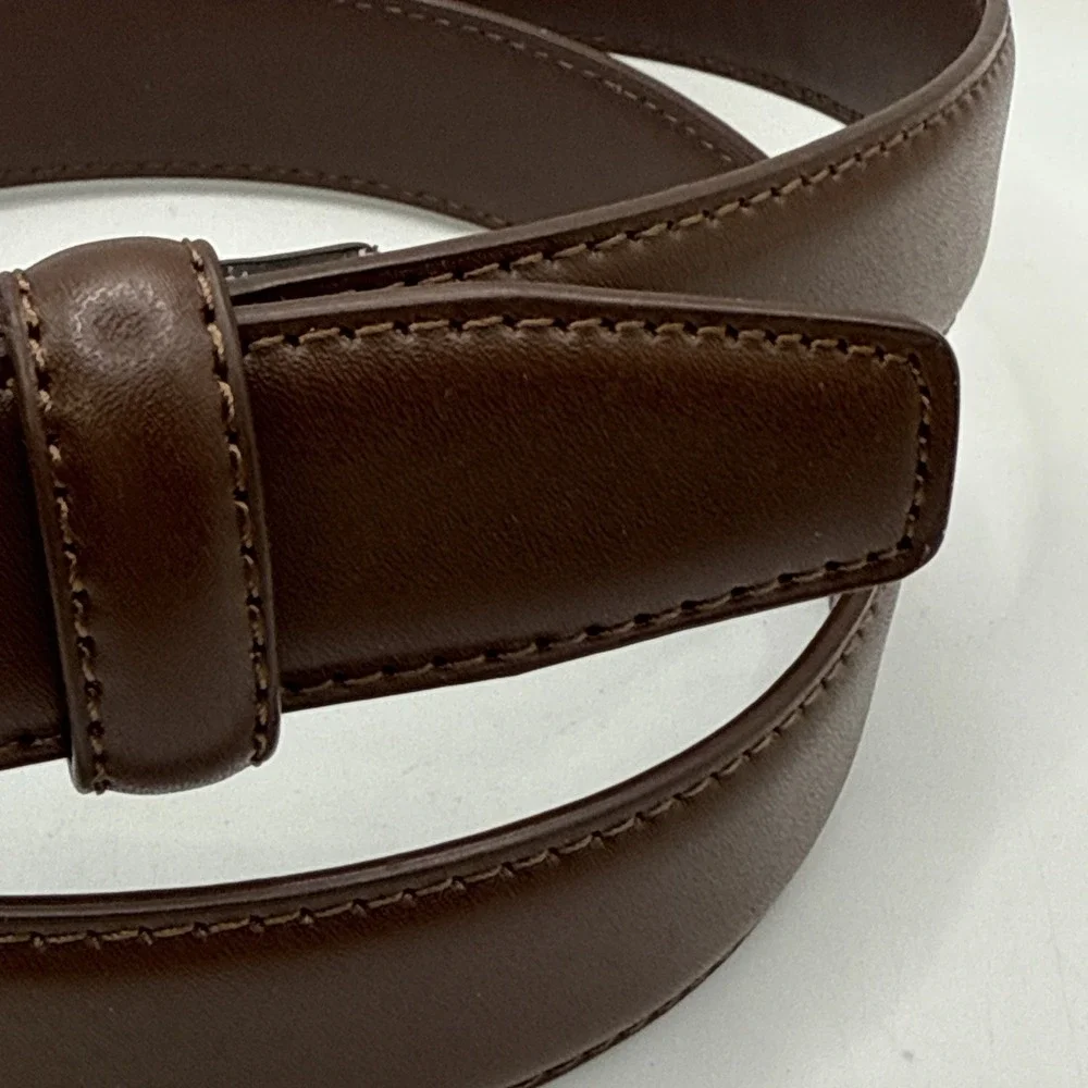 CTM® Leather Belt with Silver‎ Buckle, 44, Brown